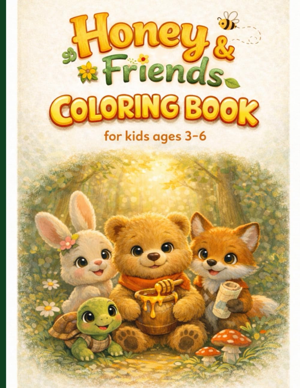 Honey & Friends Coloring Book: Cute Forest Animals Coloring Book for Kids Ages 3-6