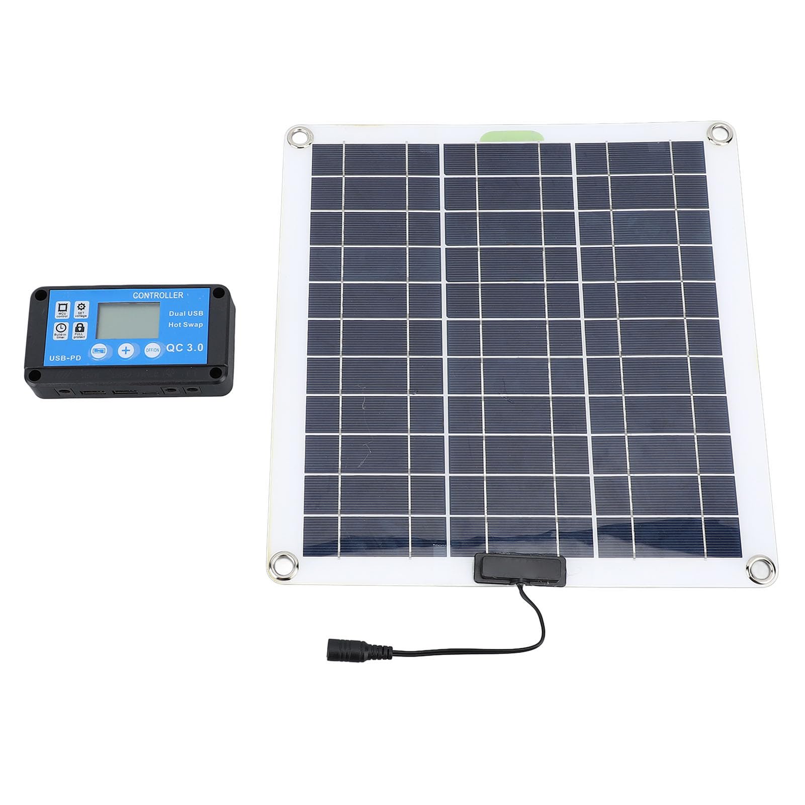 Kit caricabatterie da pannello solare da 200 W Pannello solare in silicio monocristallino ad alta efficienza con caricabatterie OBD Controller blu Cavo 10 in 1 Clip per batteria
