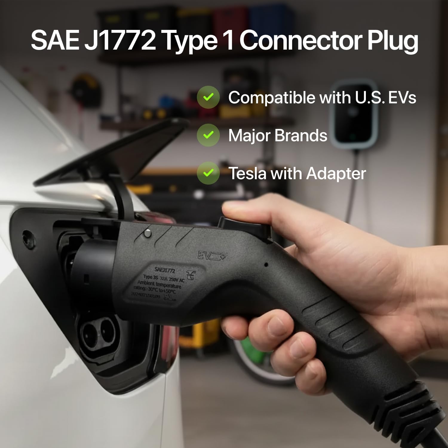 40A J1772 Level 2 EV Charger Replacement Cable – 240V, 20 ft, UL-Listed, IP67 Rated, Heavy-Duty Flexible Jacket, Open-Wire End, Easy Install for EV Charging Stations