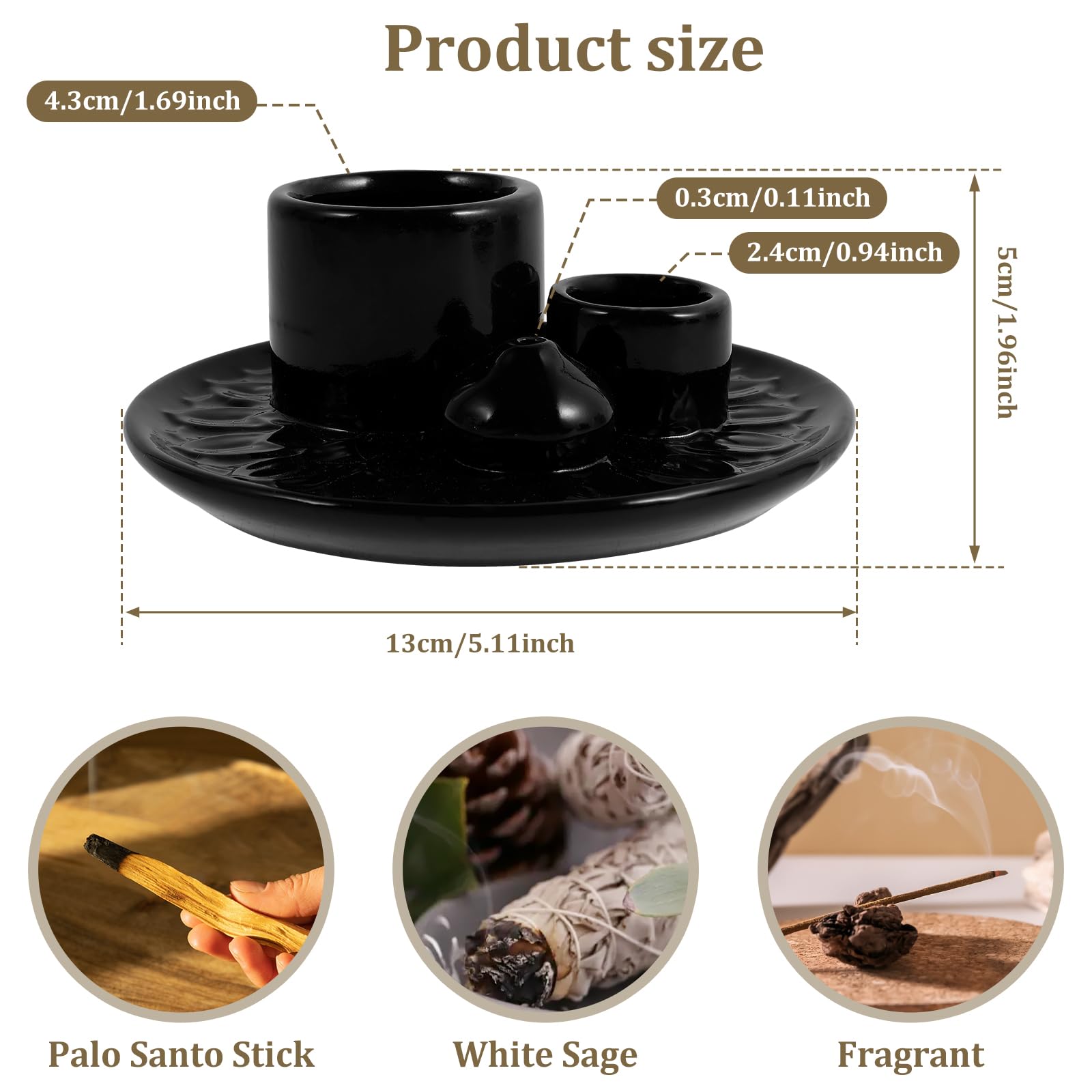 Soporte Incienso 4 En 1 Cerámica Blanca - Para Varitas, Palo Santo, Salvia Y Vela, Decoración Hogar