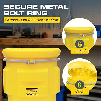 Eagle Plastic Drum, 95 Gallon Drum, DOT Compliant, Made in USA, Yellow