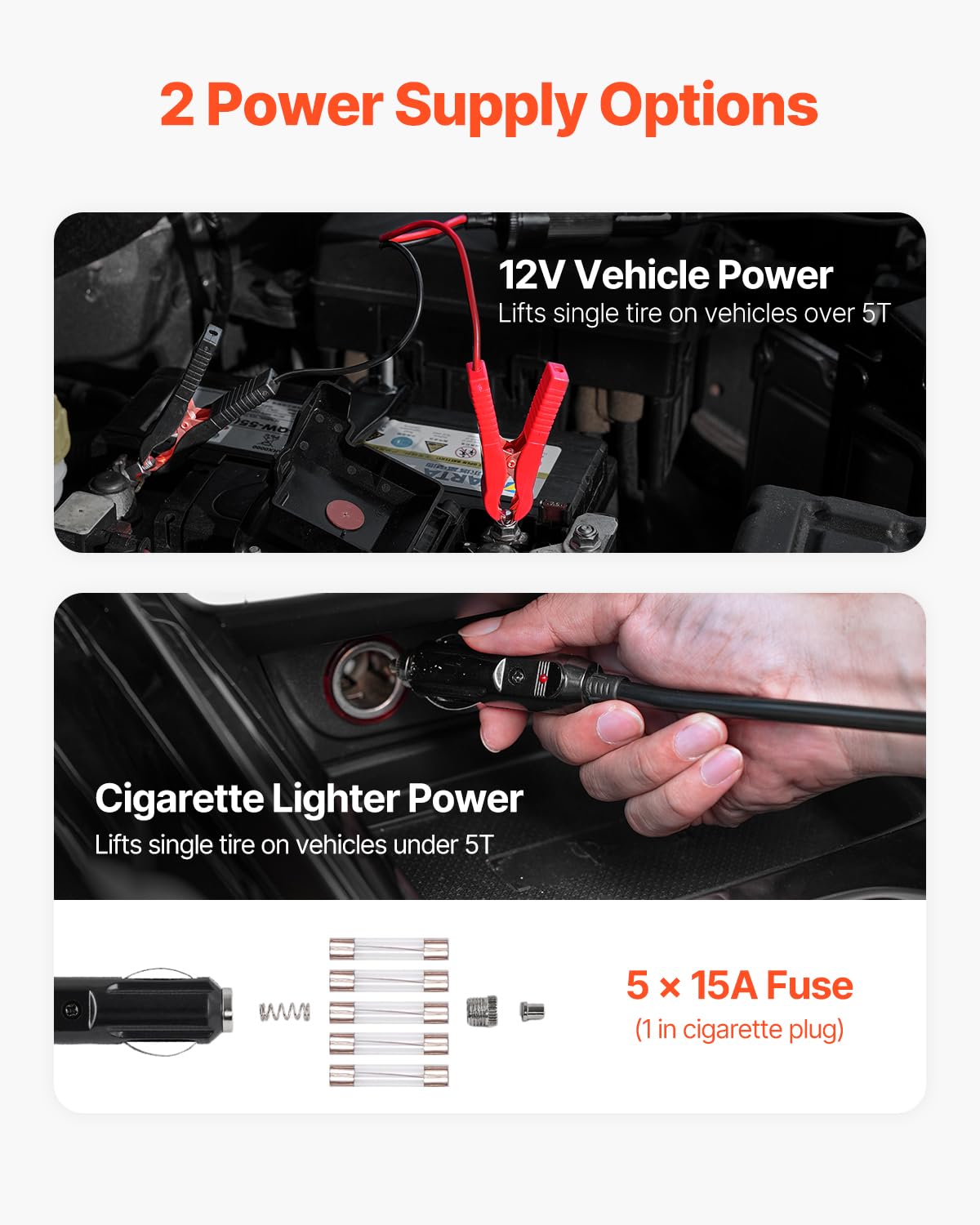 VEVOR Elektryczny lewarek samochodowy, regulowany, przenośny podnośnik nożycowy (5 t) z wbudowaną pompą, zamiennik opon z wkrętarką udarową i oświetleniem LED, zestaw lewarków samochodowych do