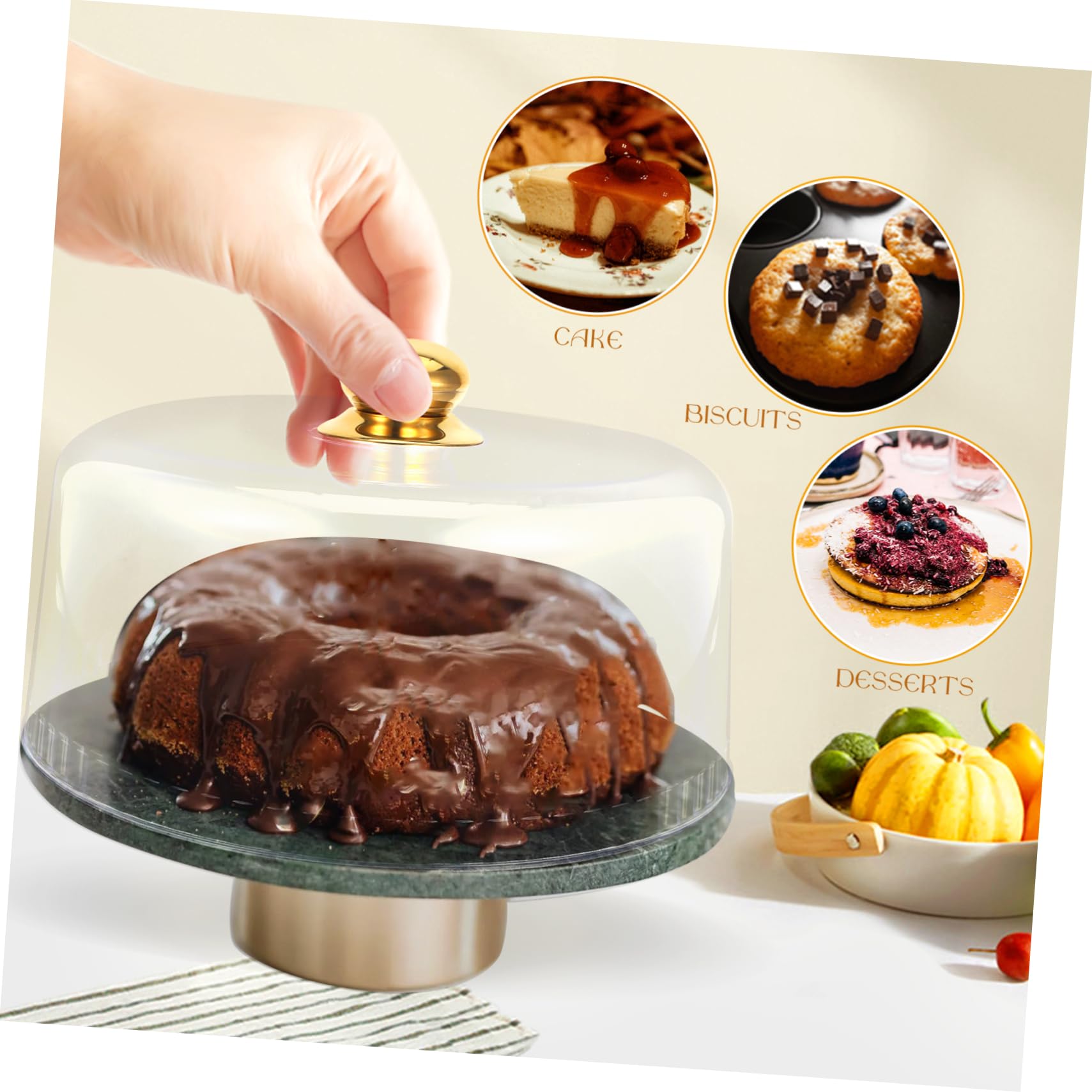 Zerodeko Cubierta De Plástico Transparente para Tartas Cubierta De Cúpula para Tartas De 30 Cm Cubierta Redonda De Acrílico para Soporte De Tartas Campana Redonda para Tartas con