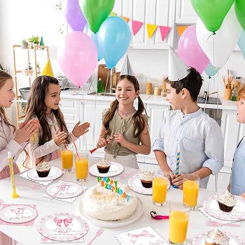 Miniatura 237 de 96 piezas de suministros de fiesta de cumpleaños florales de cumpleaños, platos de papel, servilletas, flores de oro rosa, decoraciones de fiesta