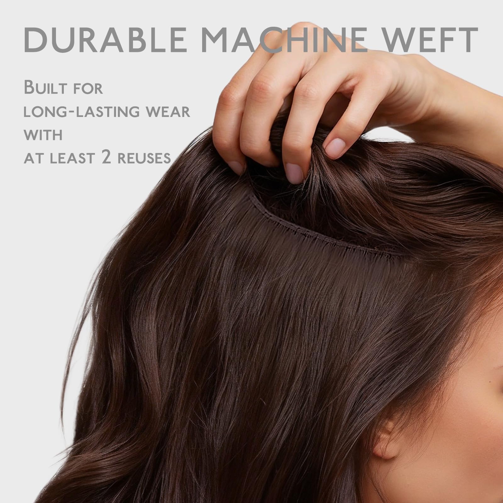 WENNALIFE Tressen Extensions Echthaar, 45cm 90g Dunkel Braun Tressen Echthaar zum Einnähen Echthaar Extensions Tressen Remy Haar Weft Echthaar Tressen Haarverlängerung Echthaar Sew In Hair Extensions | Haarverlängerung, 45,7 cm, 90 g, Balayage, Dunkelbrau