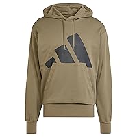 adidas Homme Essentials Big Logo French Terry Hoodie, Olive Strata/Black