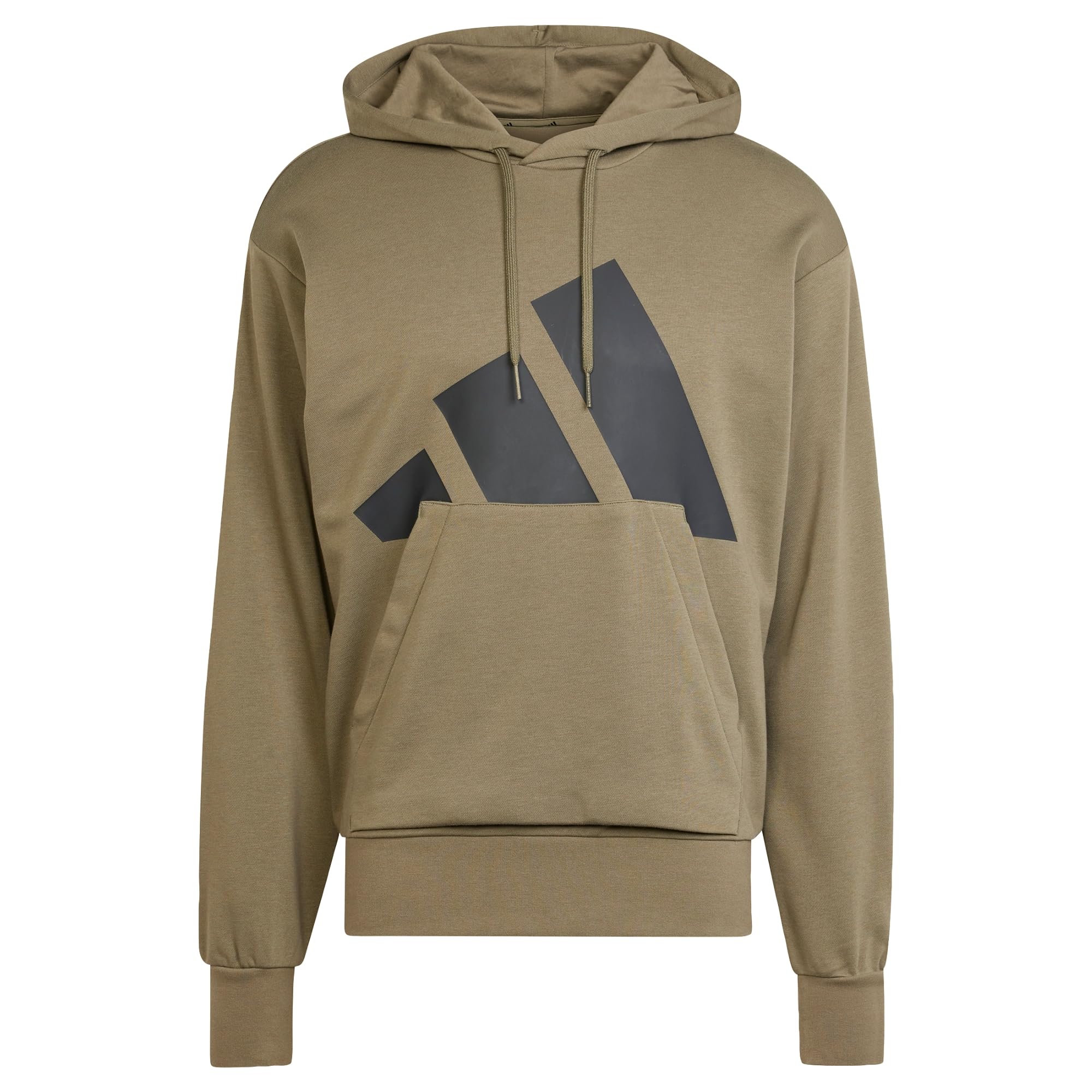 adidas Uomo Essentials Big Logo French Terry Hoodie Sweatshirt, Olive Strata/​Black, L