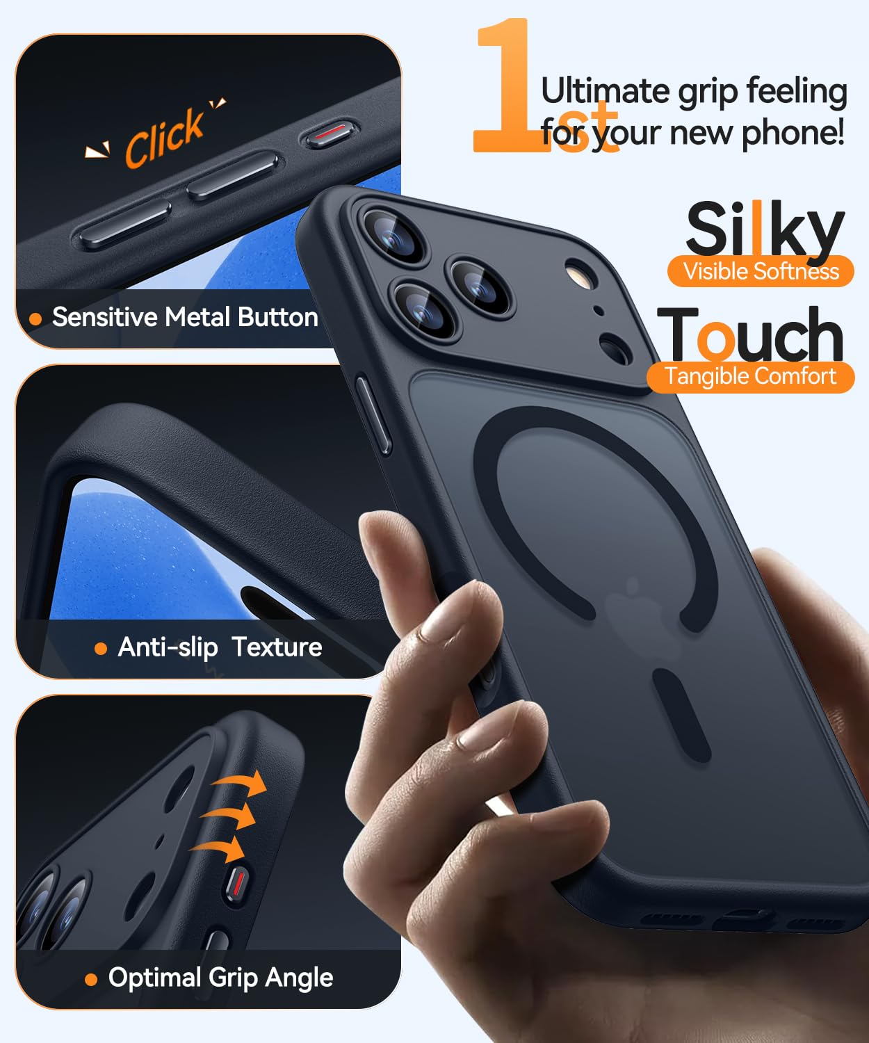 CANSHN Cover Magnetica per iPhone 17 Pro Max(6,9 Pollici), Compatibile con MagSafe, [Protezione Completa Della Fotocamera], Custodia Traslucida Opaca Protettiva Sottile Antiurto,Nero