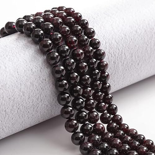 Miniatura 2 de 45 cuentas de piedra natural de 0.315 pulgadas (0.315 in) con cuentas de granate rojo, piedras preciosas curativas para la fabricación de joyas,