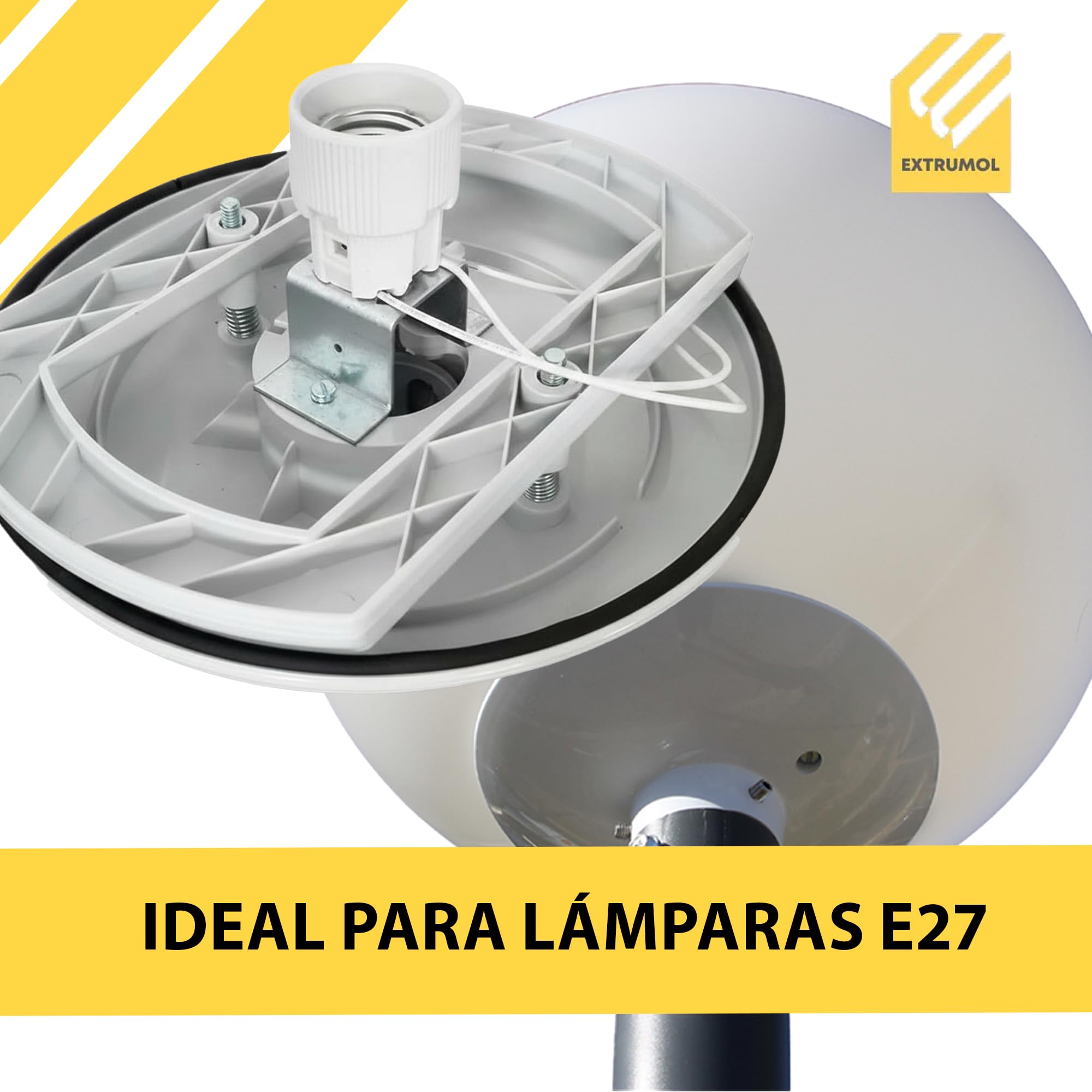 Base gris de policarbonato para bola E27