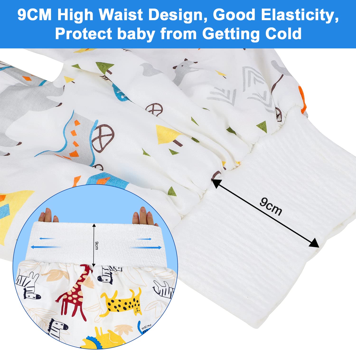 MOEMOE BABY Diaper Pants Waterproof Potty Training Pants Nighttime Bedwetting Uderwear for Kids Pack of 2 Blue M