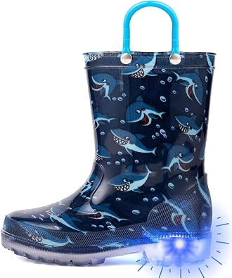 Outee Toddler Kids Adorable Lightwight Waterproof Rain Boots Light Up by Steps
