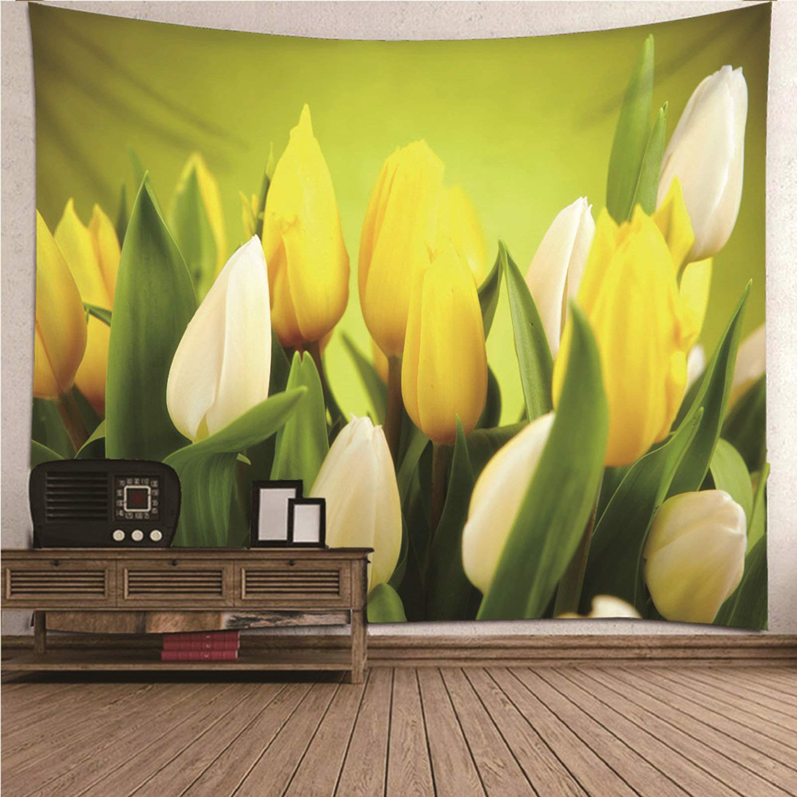 Tapiz de pared KnSam de tulipanes amarillos para dar vida a tu salón