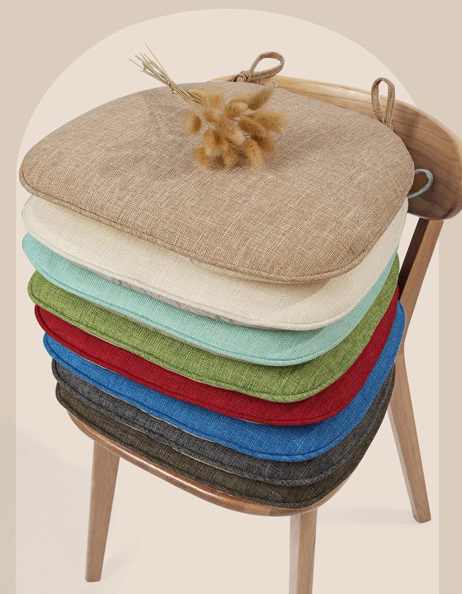 Stühle, Mit Bändern und waschbarem Bezug | Komfortabel atmungsaktiv(Beige)