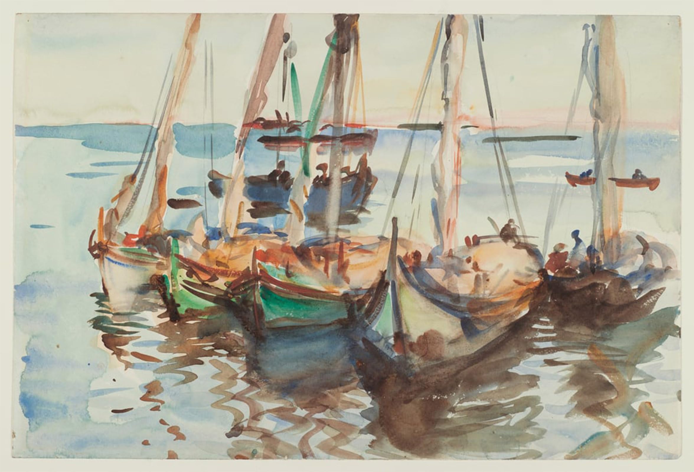 POSTERIIk Vintage Art Print Images Pictures Print Portuguese Boats by John Singer Sargent Modern Colour Posters for Office Home Decor 60x90cm