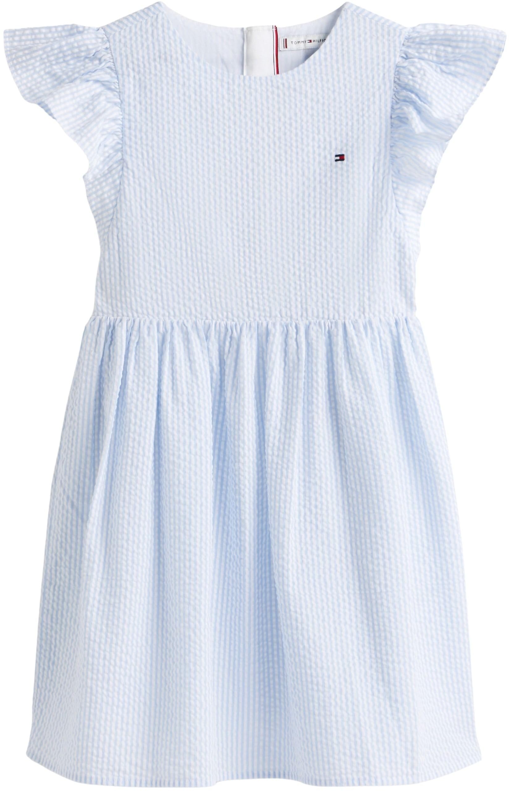 Tommy Hilfiger Dziewczęca sukienka seersucker Ss KG0KG09165 Sukienki, niebieska (Sweet Blue Stripes), 2 lata