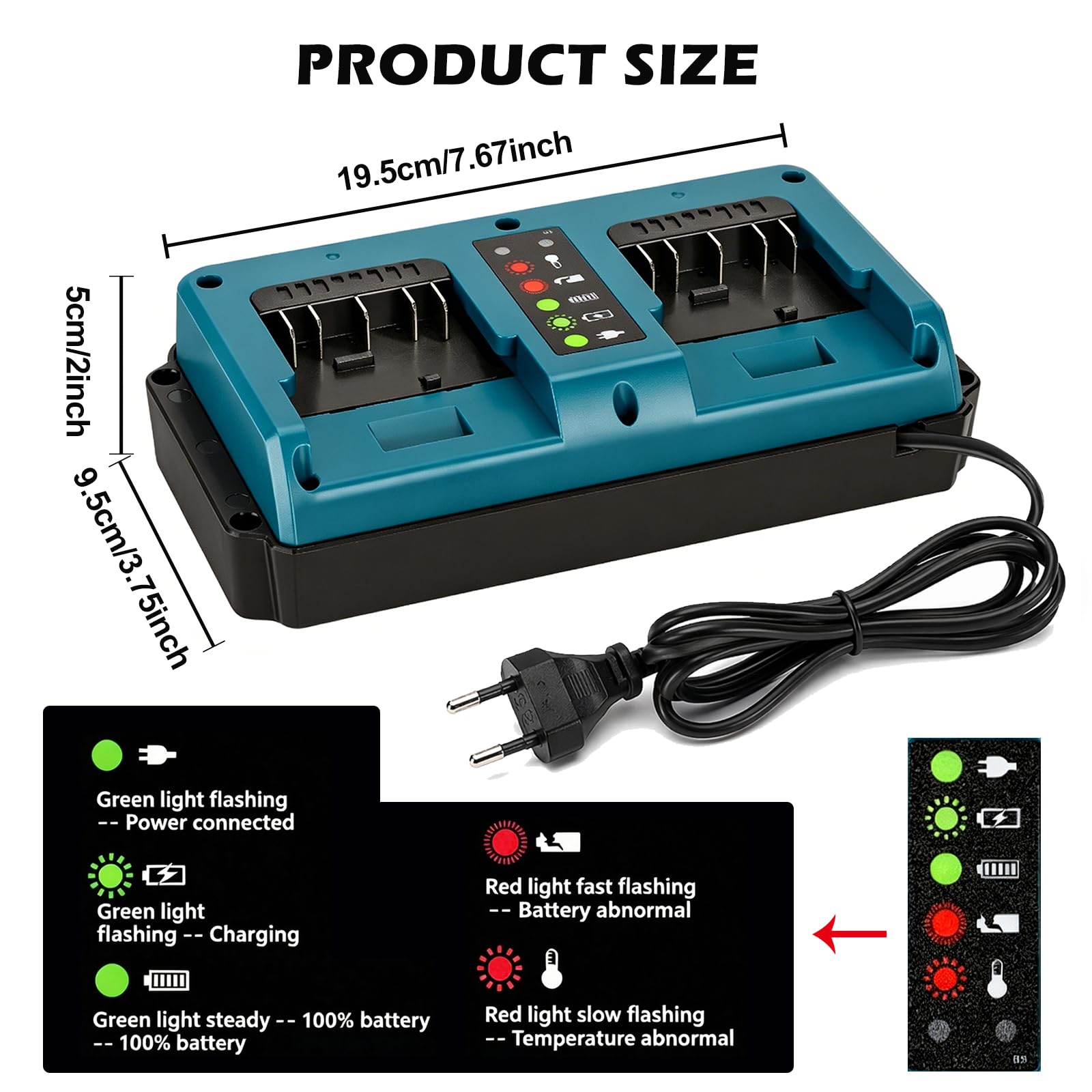 Cargador para batería Bosch de 18 V, cargador de doble puerto de repuesto, cargador rápido con indicador LED, batería profesional de 18 V para GBA BAT609 BAT610/BAT610G BAT611 BAT612 BAT618G BAT619