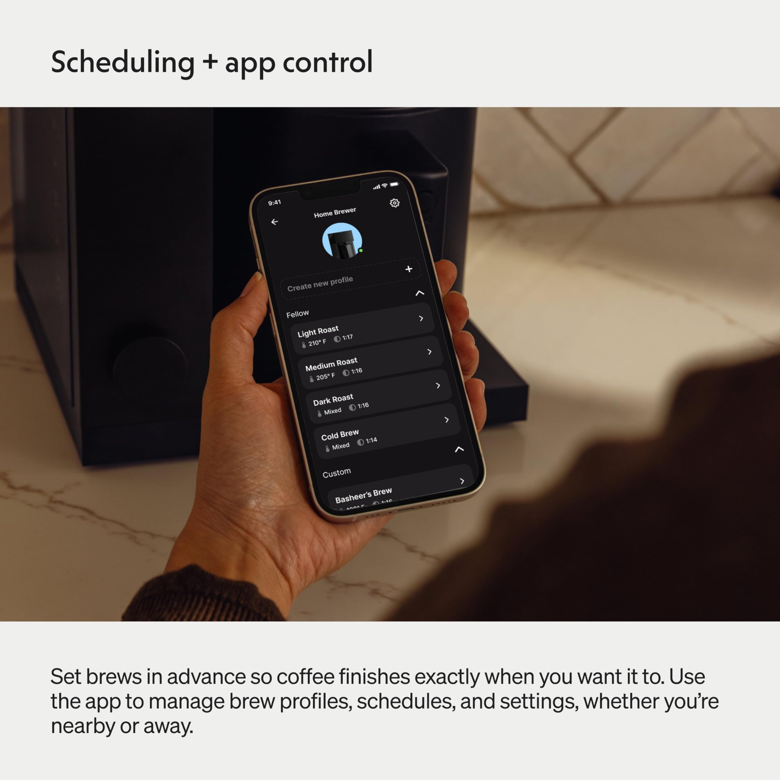 Fellow Aiden Precision Smart Drip Coffee Maker, 1-10 Cup, Thermal Carafe | Cold Brew Preset, App-Enabled Scheduling, Custom Brew Profiles, Bloom Cycle, Single Serve to Full Pot Brewing
