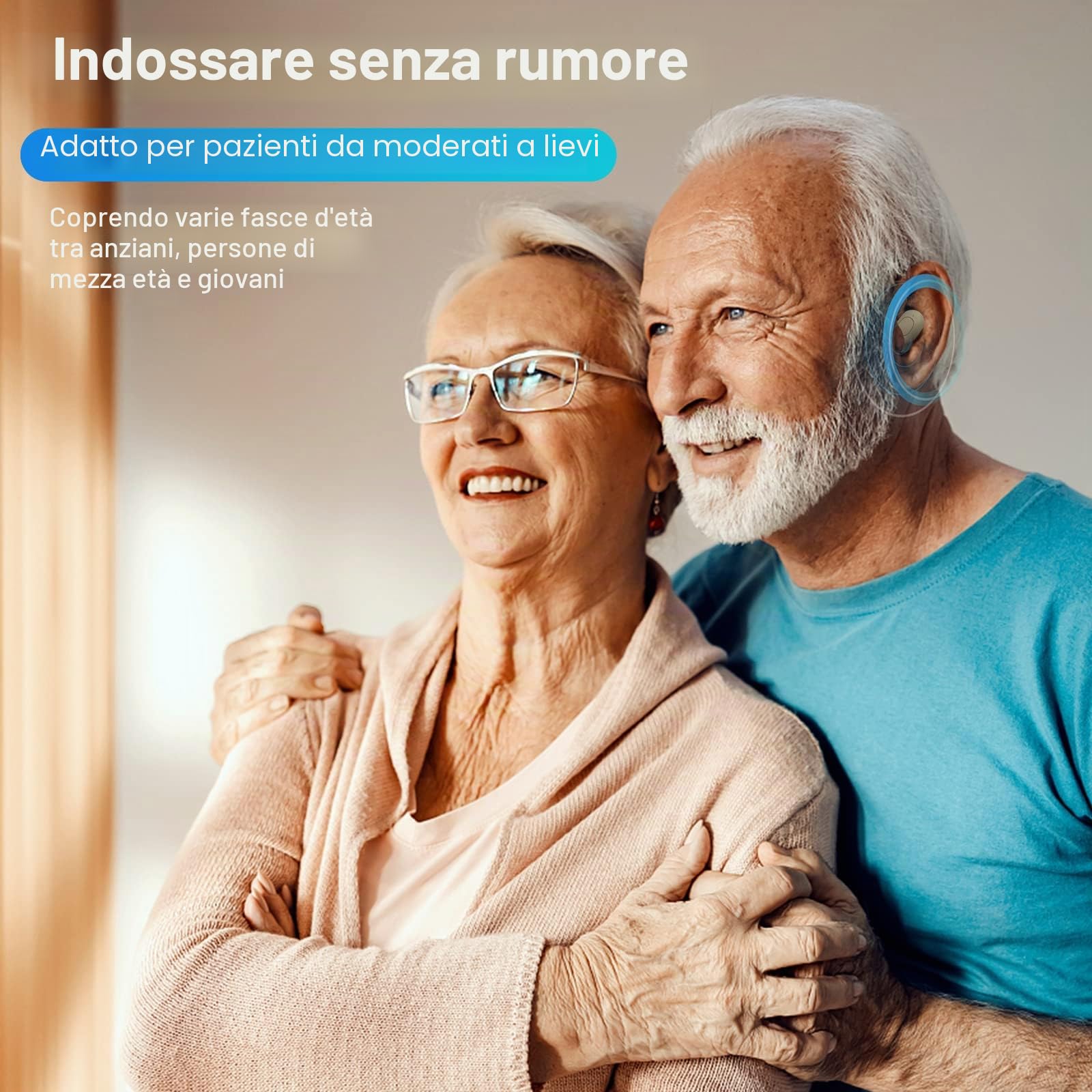 Amplificatore acustico digitale, ricaricabile, per anziani e adulti, controllo con un pulsante, cancellazione del rumore, nessuno stridio, custodia di ricarica a contatto magnetico con
