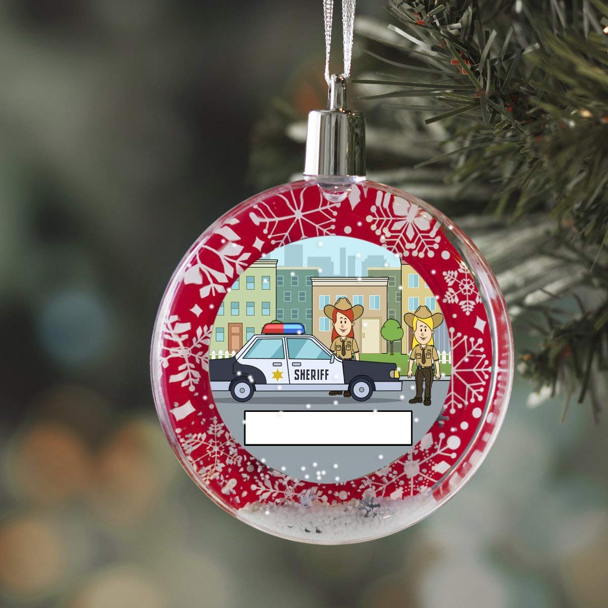 PrintedPerfection.com Personalized StoryLine Cartoon Caricature Snow Globe Christmas Ornament: Butcher - Female