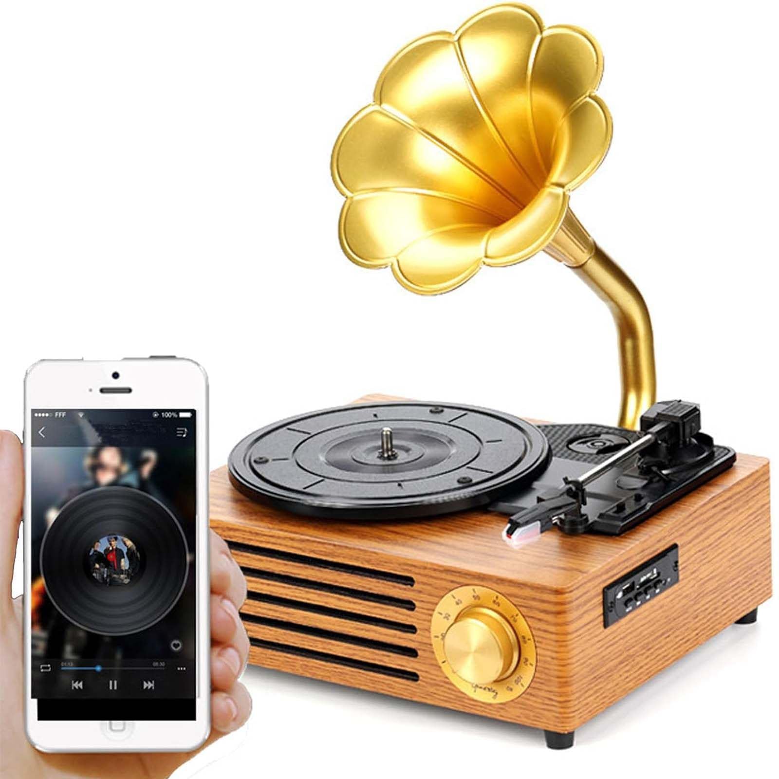 Platine vinyle à 3 vitesses avec haut-parleur intégré et stylet rubis