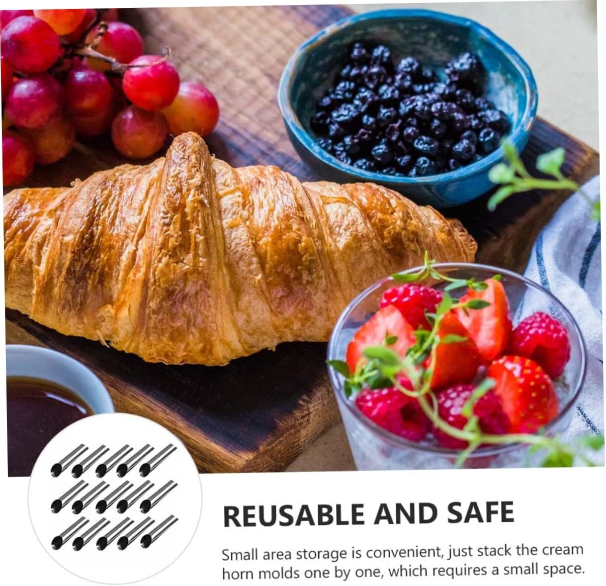 Garneck 15pcs Croissant Molds Stainless Steel Bread Molds Horn Moulds Cannoli Tube Banneton Bread Proofing Basket for Pastry