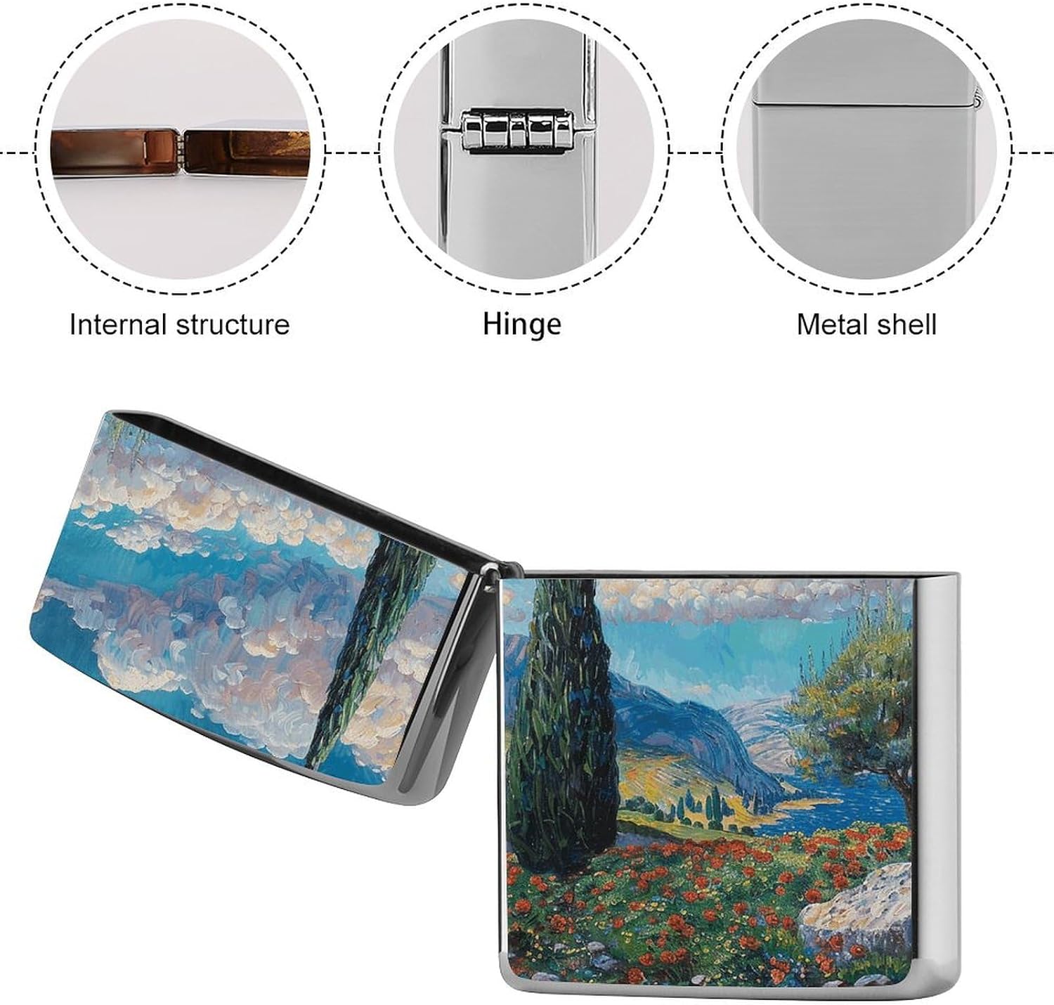 Cypress Trees Outdoors Lighter Case, Personalized Metal Lighter Sleeve, Double-Sided Lighters Cover for Standard Lighters, Stylish & Unique Idea image 5