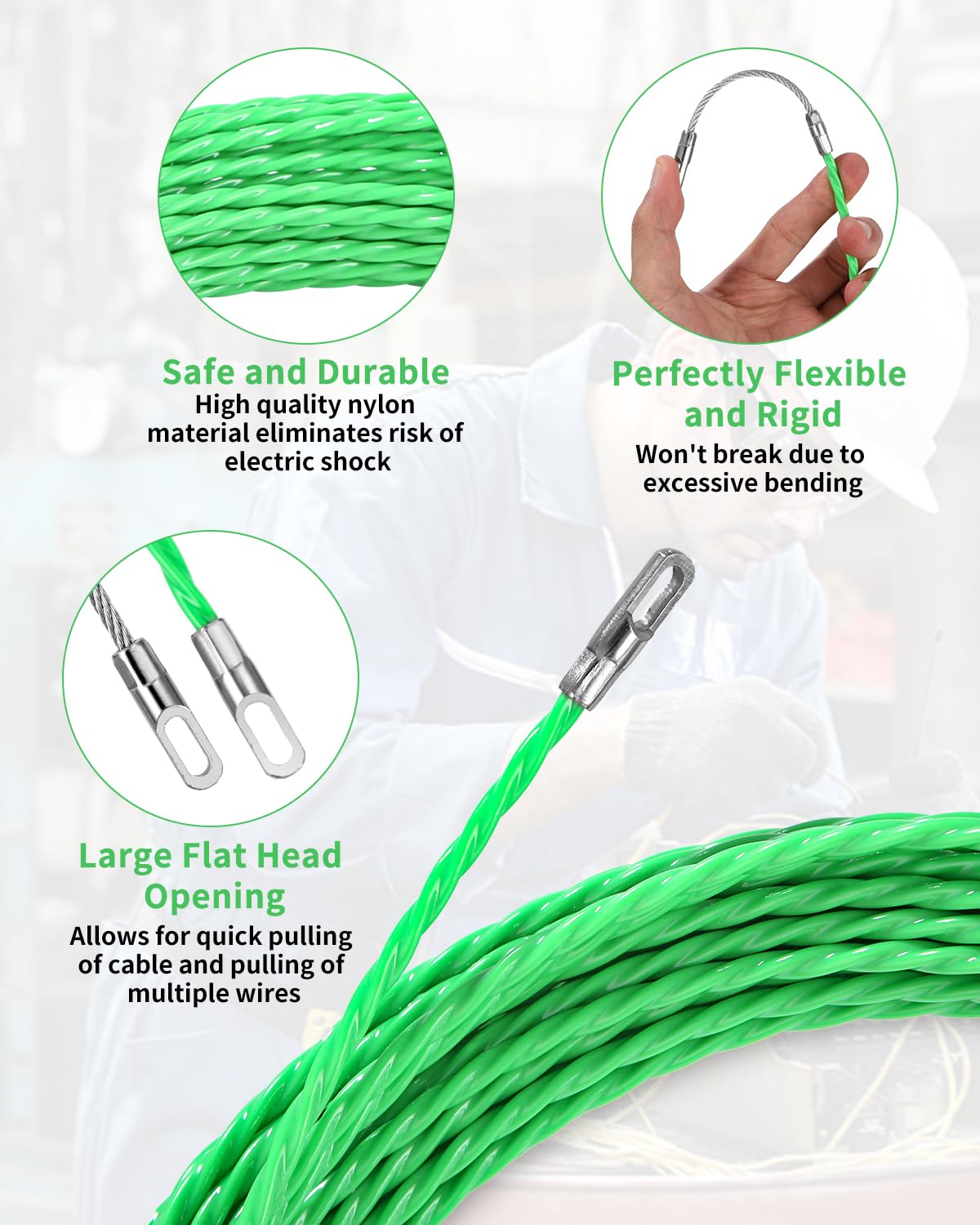 Sonda Passacavi SinLaw 18 M - Professionale Per Elettricisti, Con 4 Molle Di Guida, Verde - Foto 7