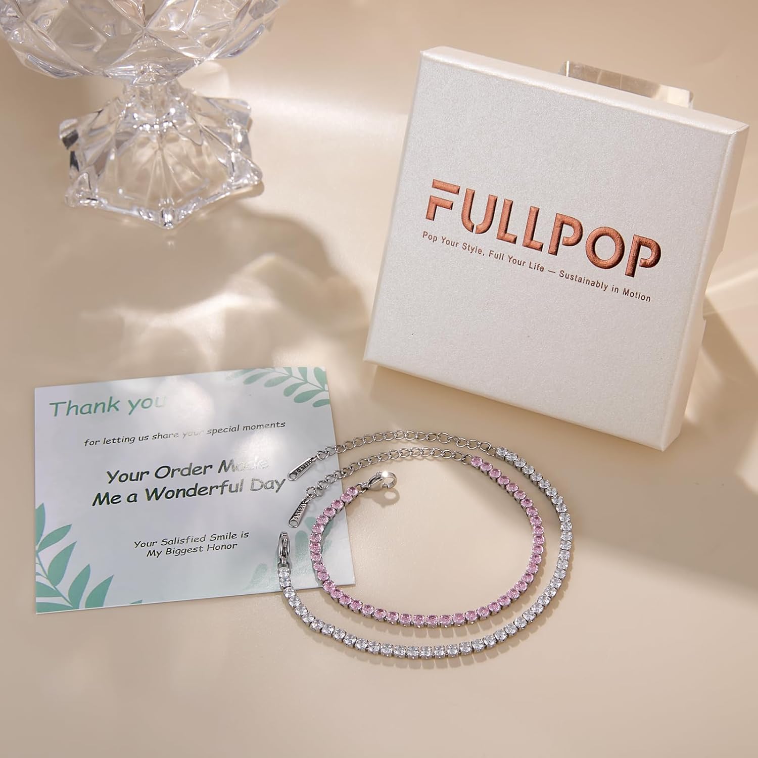 Fullpop Dainty Tennis Bracelets for Women Trendy Set, 14K Gold/Silver Plated Bracelets for Women Tennis Bracelet Gold Diamond Bracelets Anthropologie Jewelry Christmas Valentine's Day Gifts for Women - Image 7