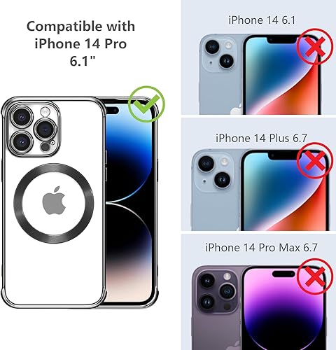 Miniatura 6 de RALEAVO Funda magnética para iPhone 14 Pro compatible con Magsafe protección contra caídas de grado militar Funda transparente delgada chapada a