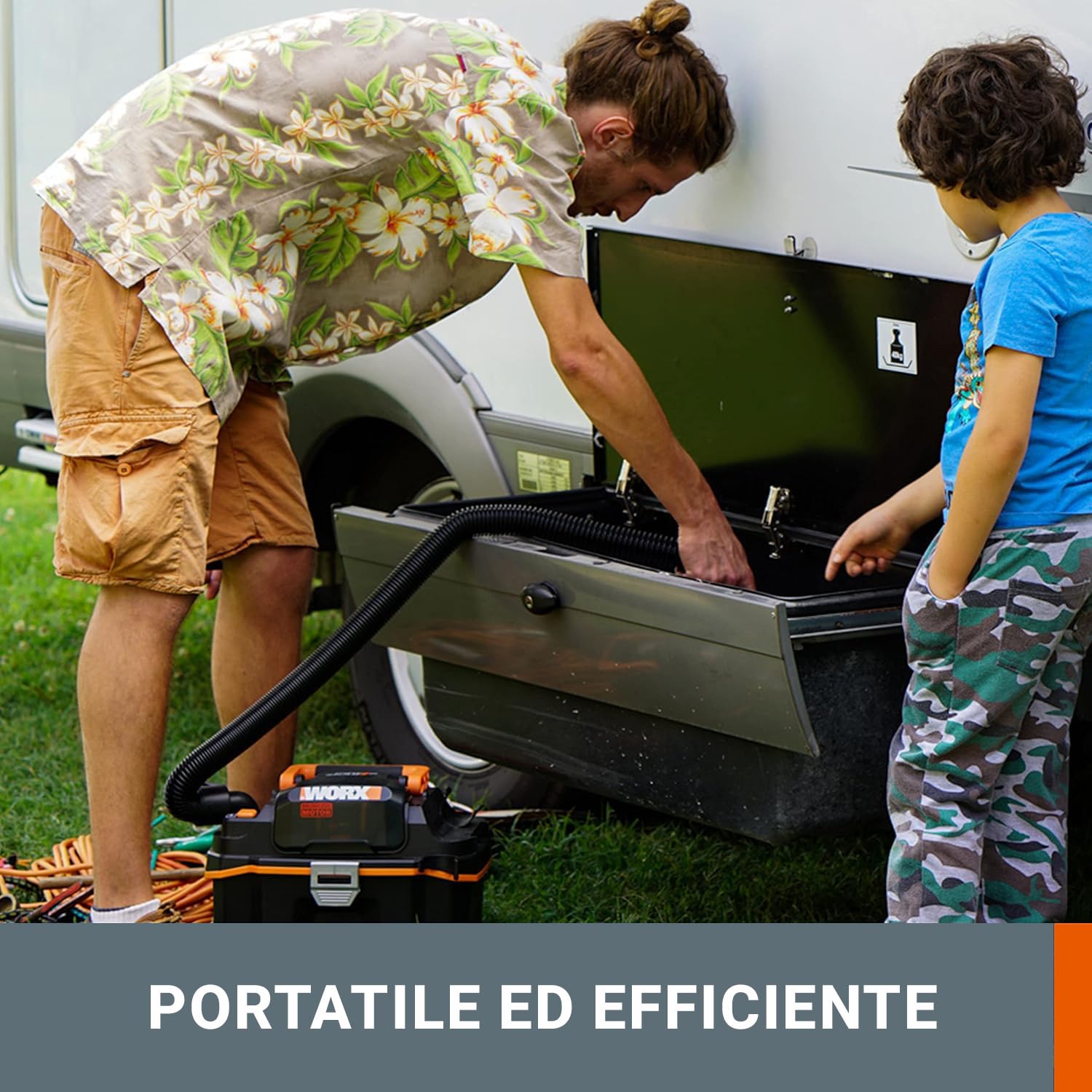 WORX WX031.9 Aspirapolvere compatto a secco e umido brushless da 20V a batteria - Solo utensile (Senza Batteria e Caricatore) - Portatile e maneggevole
