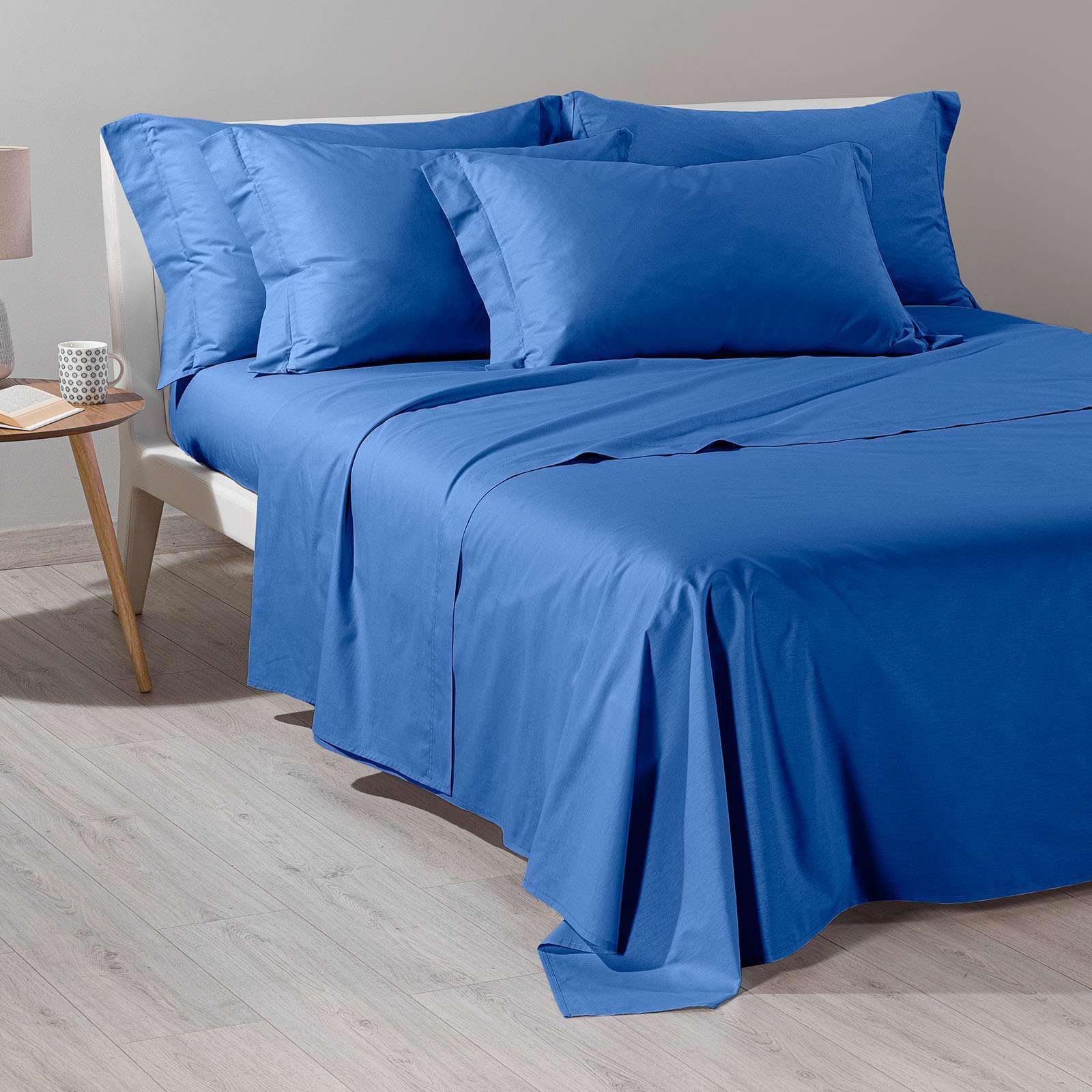 Caleffi - Juego de Sábanas Ropa Cama Algodón para Cama de Matrimonio, Color Liso, art. Colors