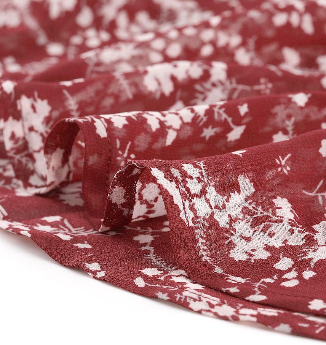 Allegra K Women's Ruffled Floral Smocked Waist Layered Tiered Chiffon Dress - Image 6