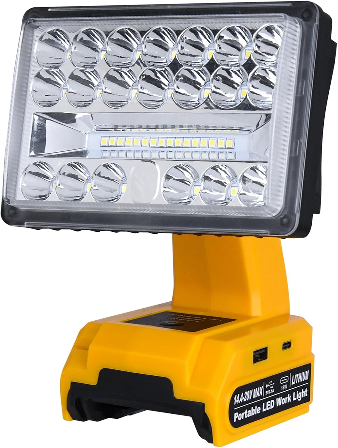 18W 2000LM Cordless LED Work Light Compatible with Dewalt 20V Batteries,90° Adjustable Head Flashlight with USB Charging Port for Job Sites,Camping,Indoor,Outdoor(Battery not Included)