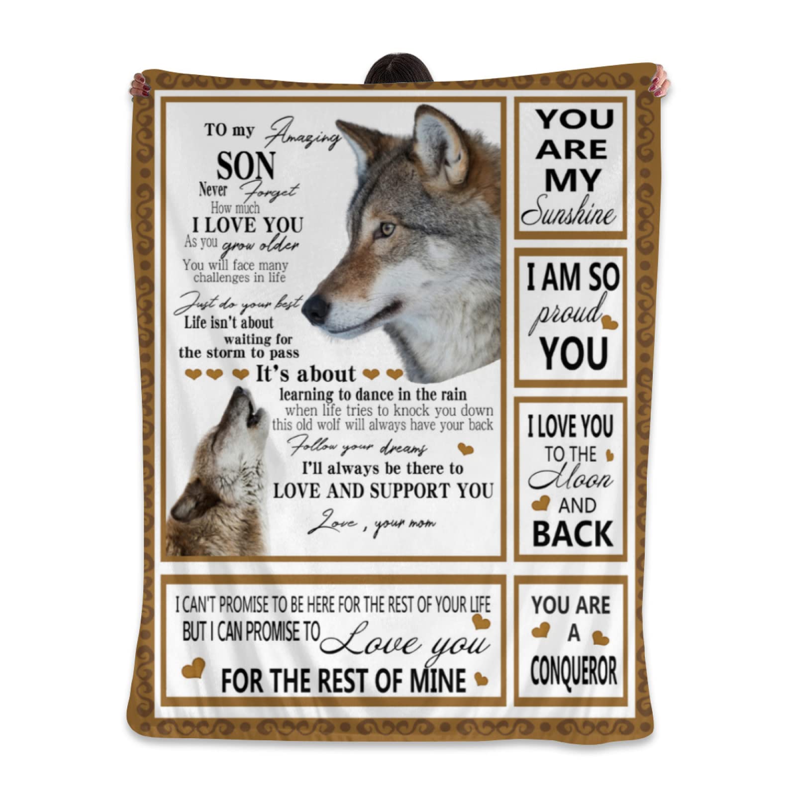 to My Son Throw Blanket from Mom Gifts for Son from Mom and Dad Wolf Blanket to My Son Son Gift Ideas for Birthday Graduation Throw Blanket Couch Sofa Bedroom Living Room 60"x50" (To my son 50''X60'')