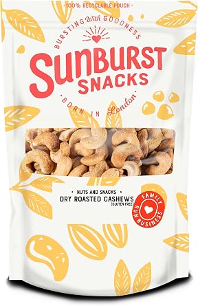Sunburst Snacks Dry Roasted Cashews, Sea Salted, Whole Nuts Healthy Snack, Recyclable and Re-sealable Pouch, 1KG