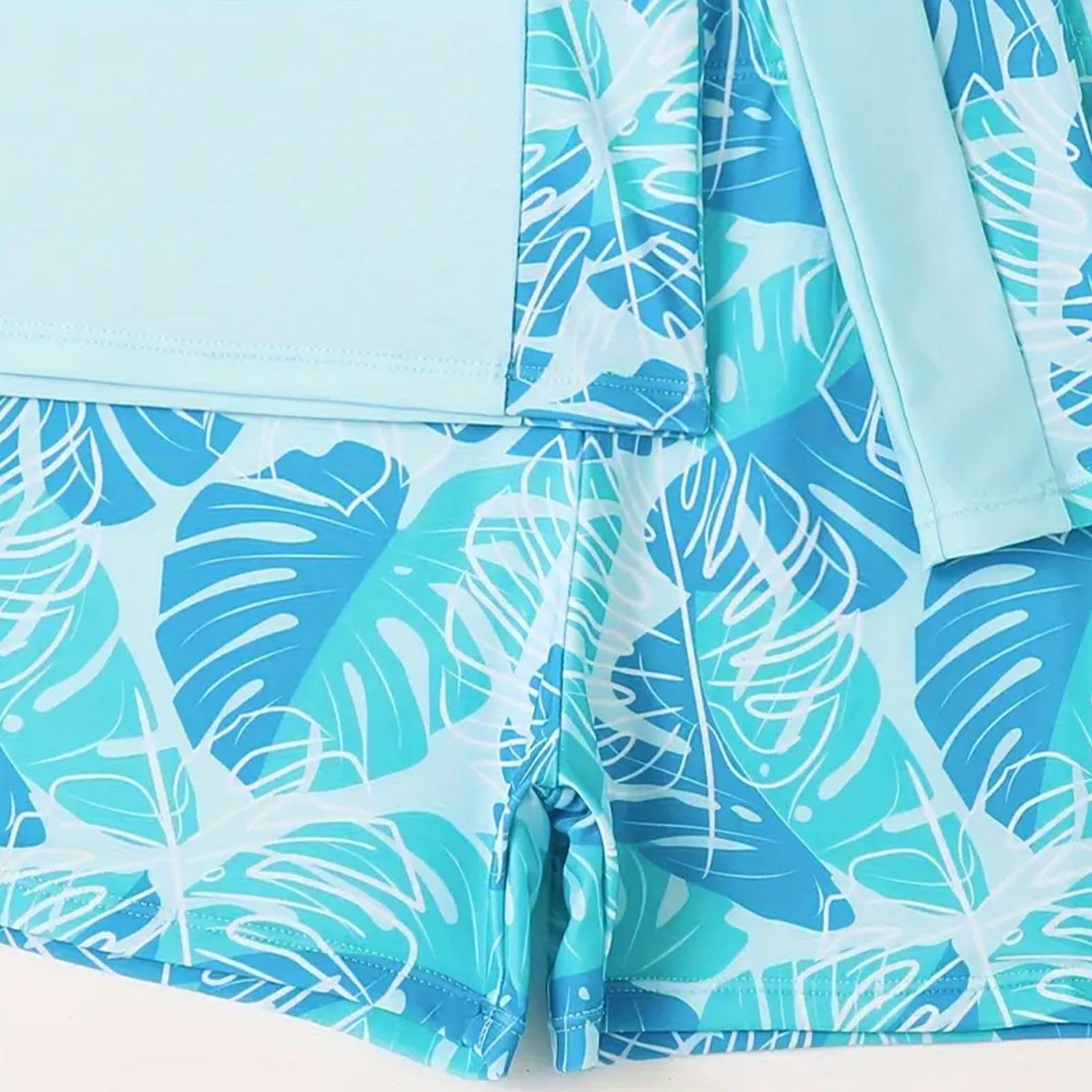 Xumplo Maillot de bain 2 pièces pour garçon à manches longues Protection solaire