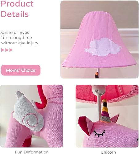 Miniatura 5 de HERBESTBAY Lámpara de noche lámpara de mesa de diseño creativo de unicornio rosa para sala de estar 19 pulgadas de alto lámpara de mesa pequeña de