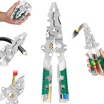18 In 1 Foldable Wire Stripper, With Voltage Detector, Multifunctional Wire Stripping Pliers for Cutting And Pulling Wires Cable, Cable Cutters with Plier, Crimper 1PCS