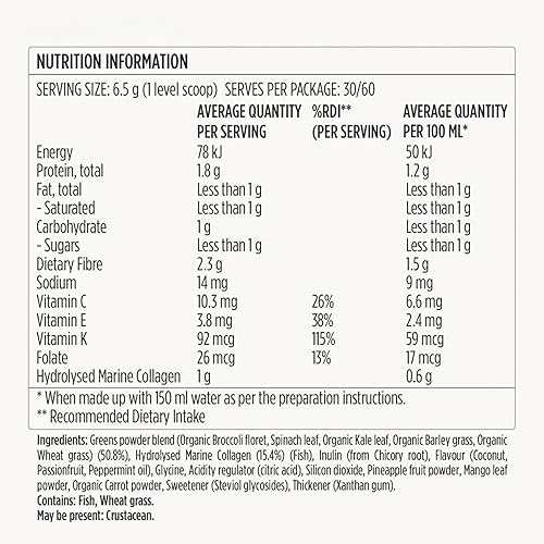 Miniatura 4 de JSHealth Super Greens Powder - Polvo de verduras y colágeno, superalimento en polvo con péptidos de colágeno marino, vitaminas y verduras, 30