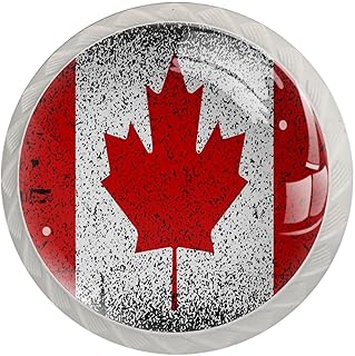 LUPIN 4 sztuki gałki do szafki kanadyjskiej flaga grunge liść klonu czerwone białe czarne kolorowe gałki uchwyty meblowe szuflady szuflady