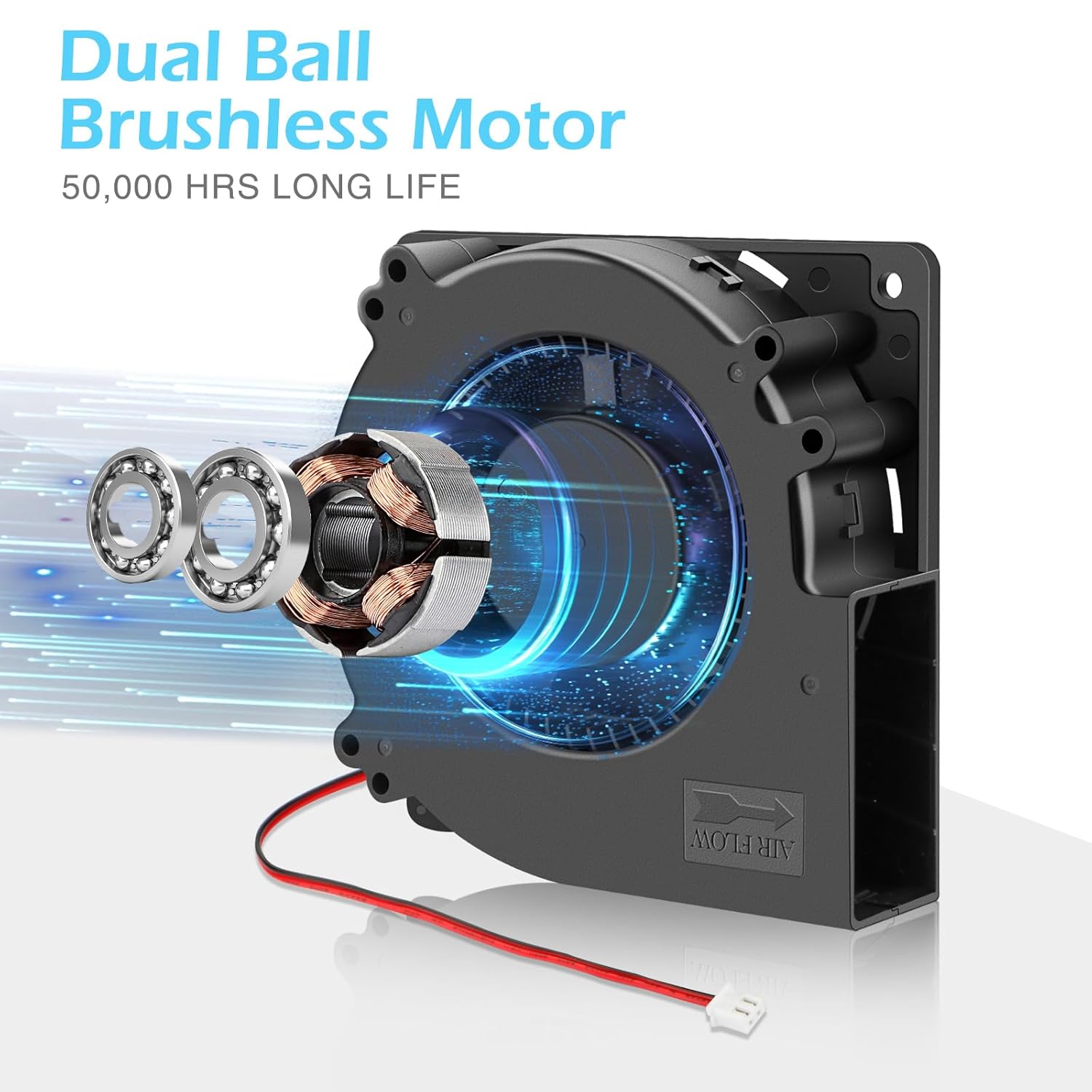 Wathai 12V DC 120mm x 32mm Blower Fan IP67 Waterproof Dual Ball Brushless Motor 5inch 2Pin High Airflow for DIY Inflatable or Exhaust Cooling