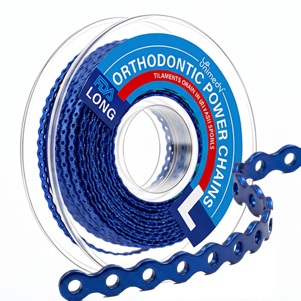 Orthodontic Rubber Chains Power Chain for Braces. Closed, Short, Long, 15''spools, Black-Long