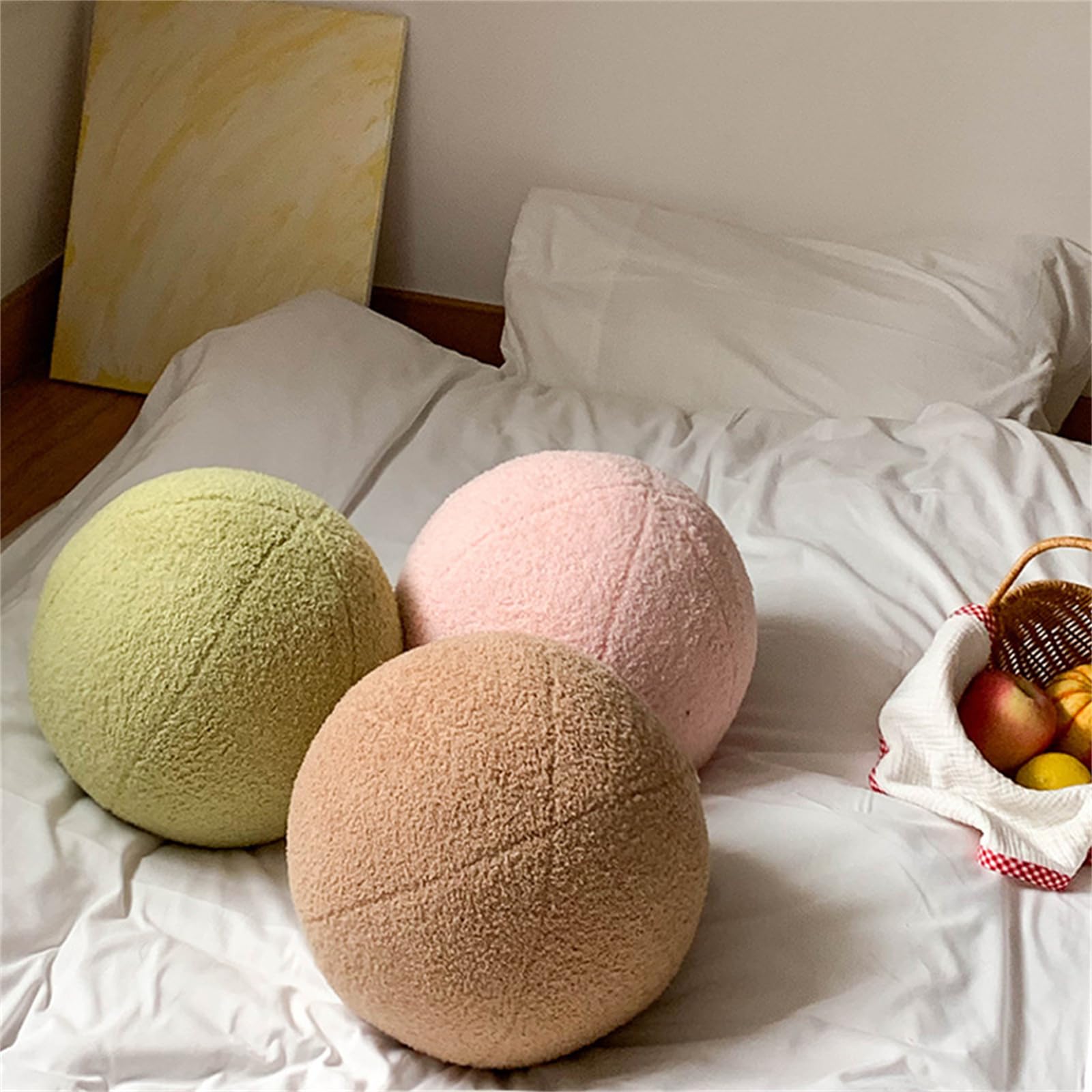 Ueiwffzo 30cm Kugelkissen 3D Runde Plüschkissen Weiches Kugelförmiges Zierkissen mit Reißverschluss, Ball Dekokissen Plüschtier für Sofa Boden Deko (Blau) Küche, Haushalt & Wohnen