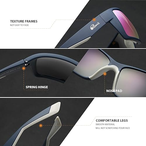 Miniatura 10 de Bevi Gafas de sol deportivas polarizadas con montura TR 90 con bisagras de resorte para hombres y mujeres, ciclismo, correr, béisbol