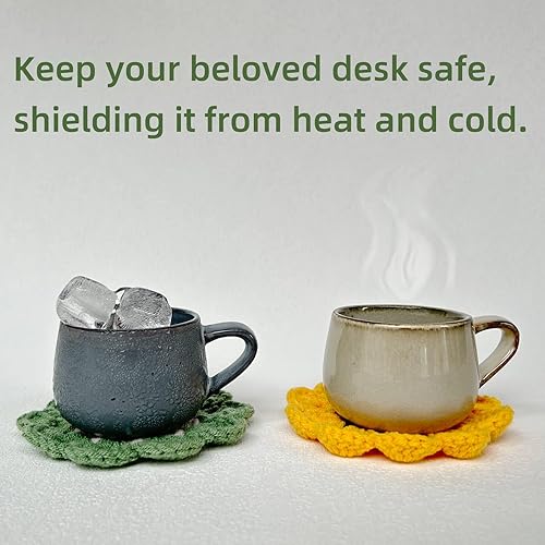 Miniatura 4 de Posavasos de ganchillo 100% hechos a mano, regalos divertidos para mujeres, bonitos posavasos juego de 6