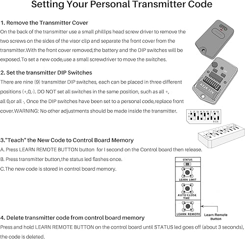 Miniatura 6 de El control remoto mejorado RB741 FM135 funciona para GTO Mighty Mule Gate Opener Transmisor Control, Reemplazar # RB742, RB743, RB744, FM135,