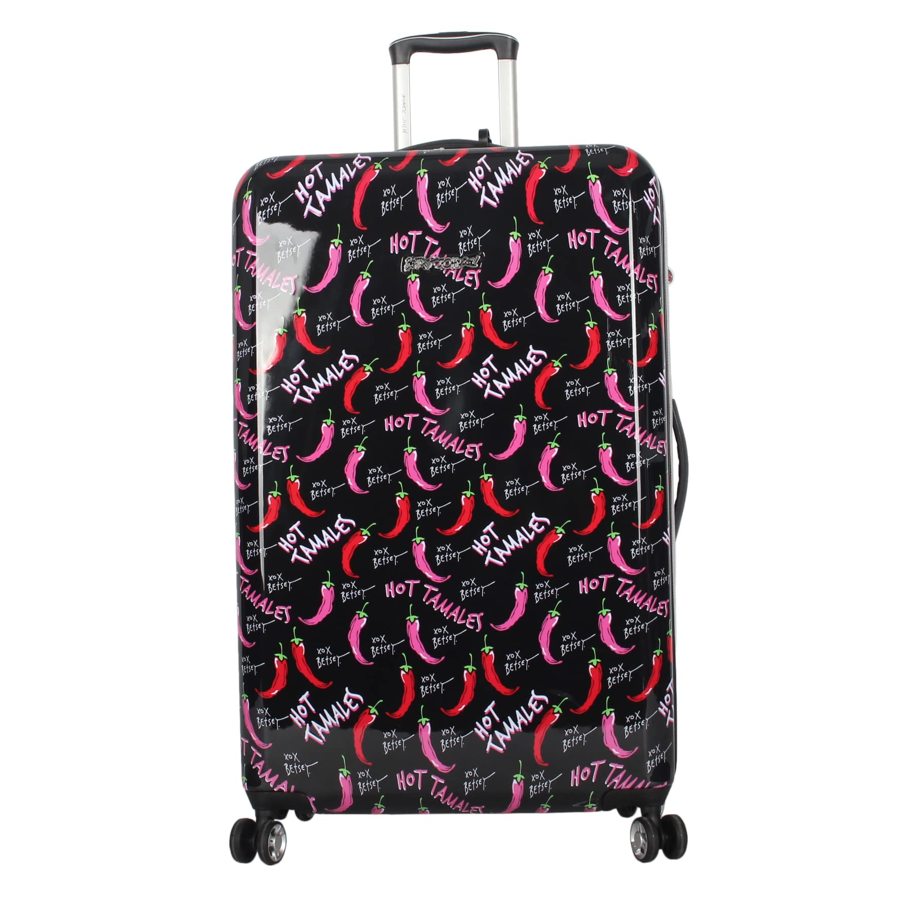 Betsey Johnson 30 Inch Checked Luggage Collection - Expandable Scratch Resistant (ABS + PC) Hardside Suitcase - Designer Lightweight Bag with 8-