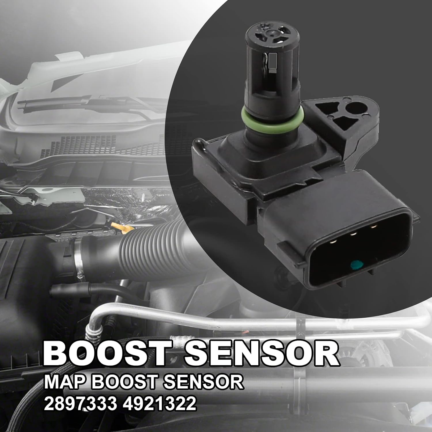 MAP Air Intake Pressure Sensor Replacement for Dodge Ram 2500 3500 Replacement for Cummins Diesel Engine 6.7L 2007- up Replacement for Komatsu PC200-8, 2897333 4921322