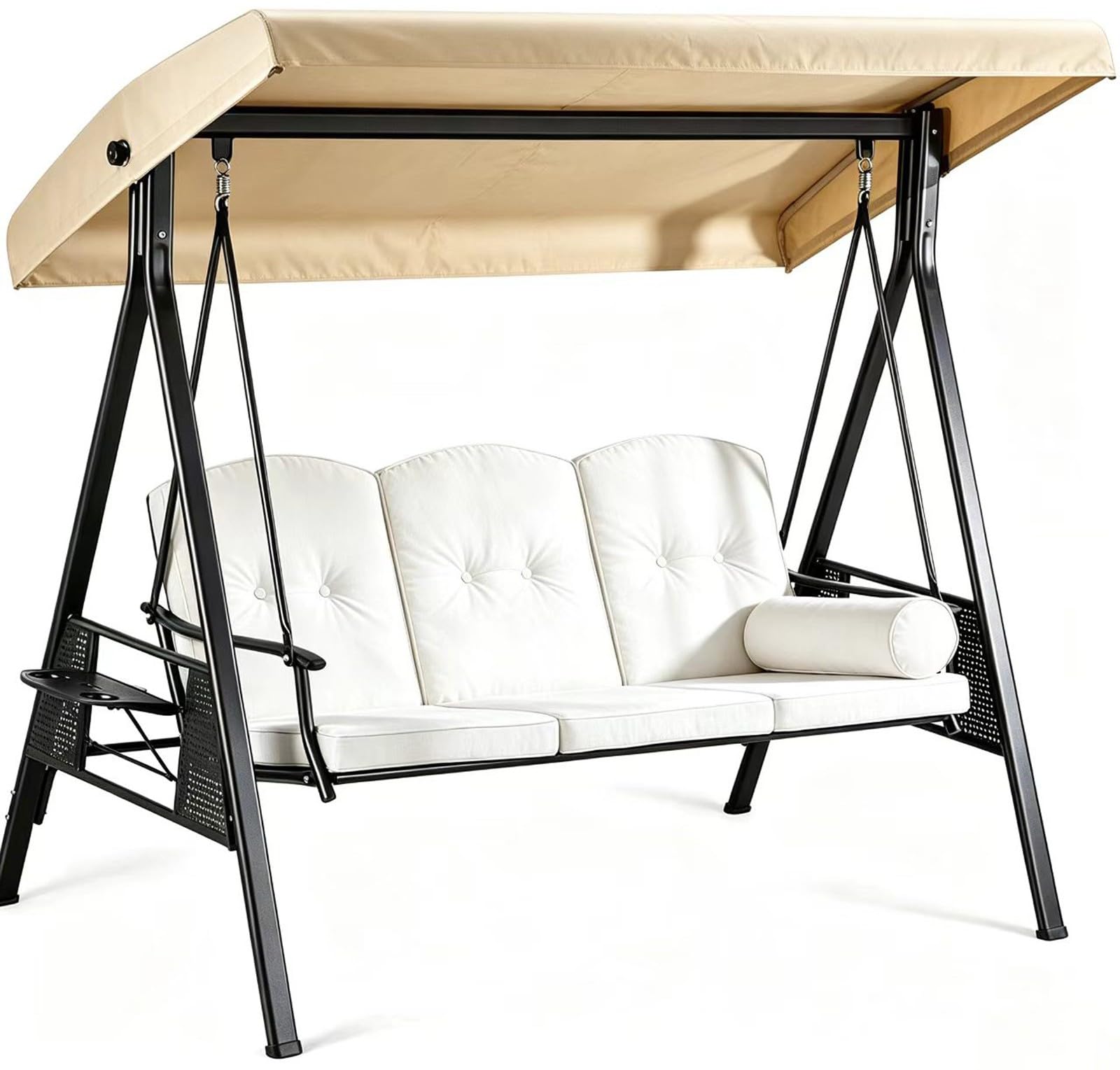 Toldo de repuesto para columpio de patio exterior que crea sombra en terrazas familiares beige